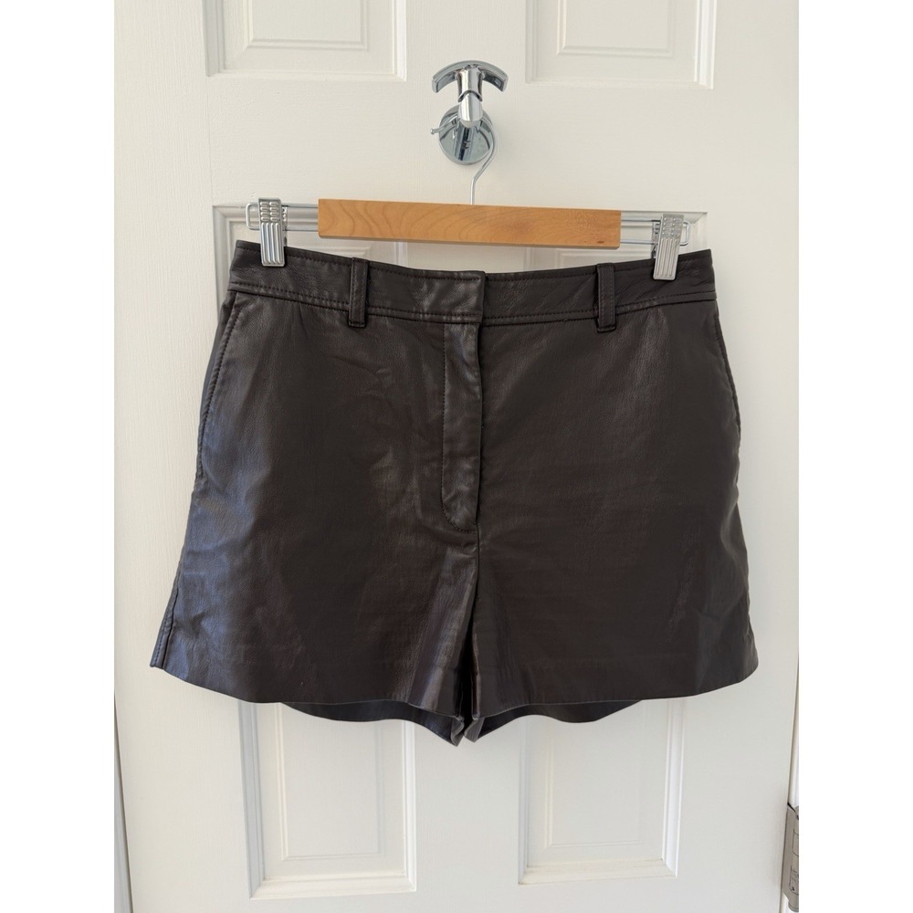 Aritzia Babaton Brown Shorts Vegan Faux Leather‎ Size 8